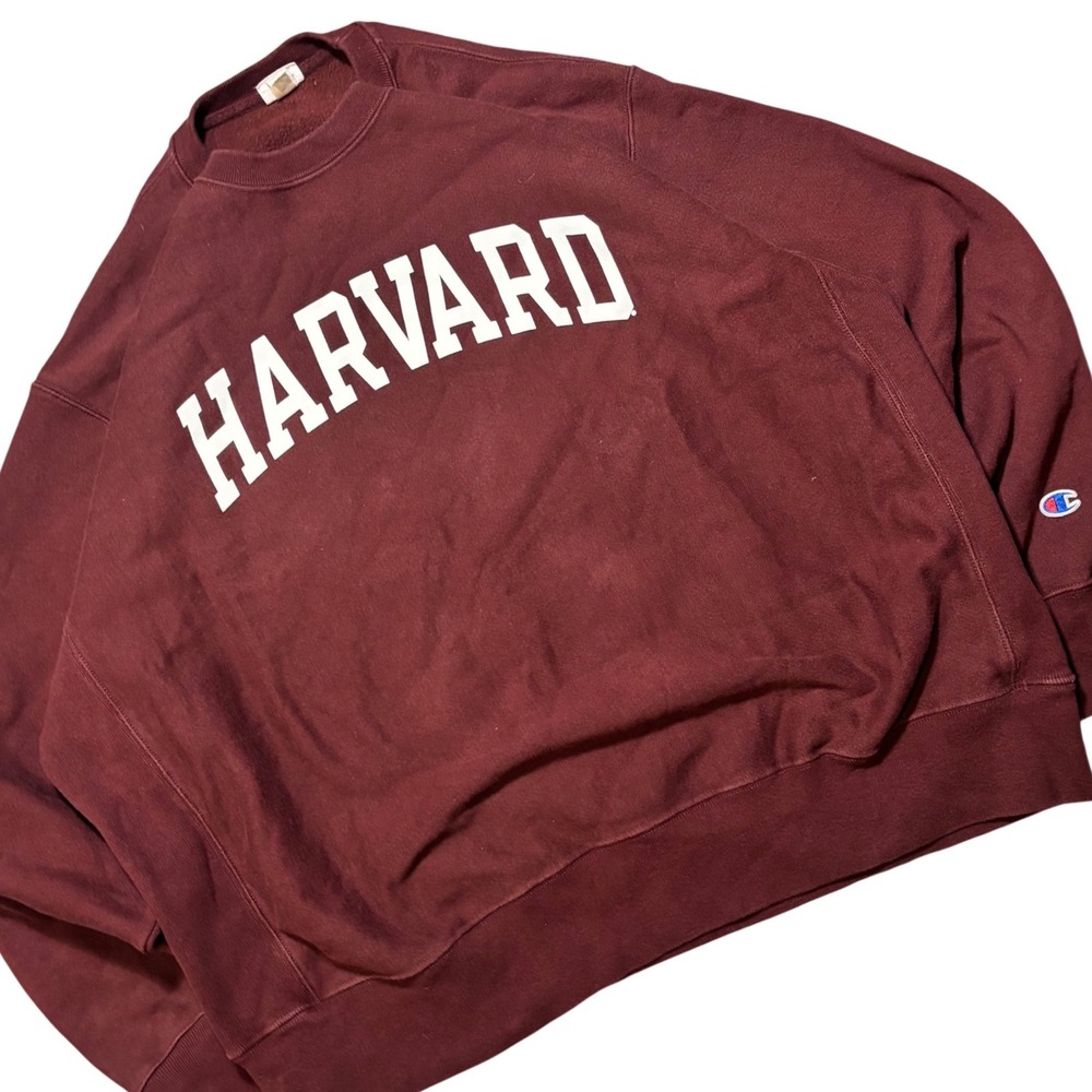 Y2K era Champion Reverse Weave Harvard Sweatshirt‎ XXL Red Spellout Crewneck Ivy